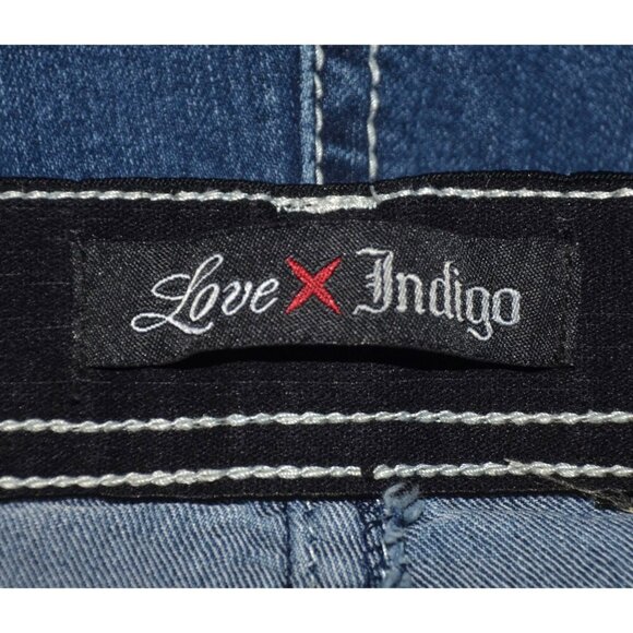 Love Indigo Straight Leg Embroidered Denim Blue Jeans Plus Size 22W Stretch - Picture 8 of 10